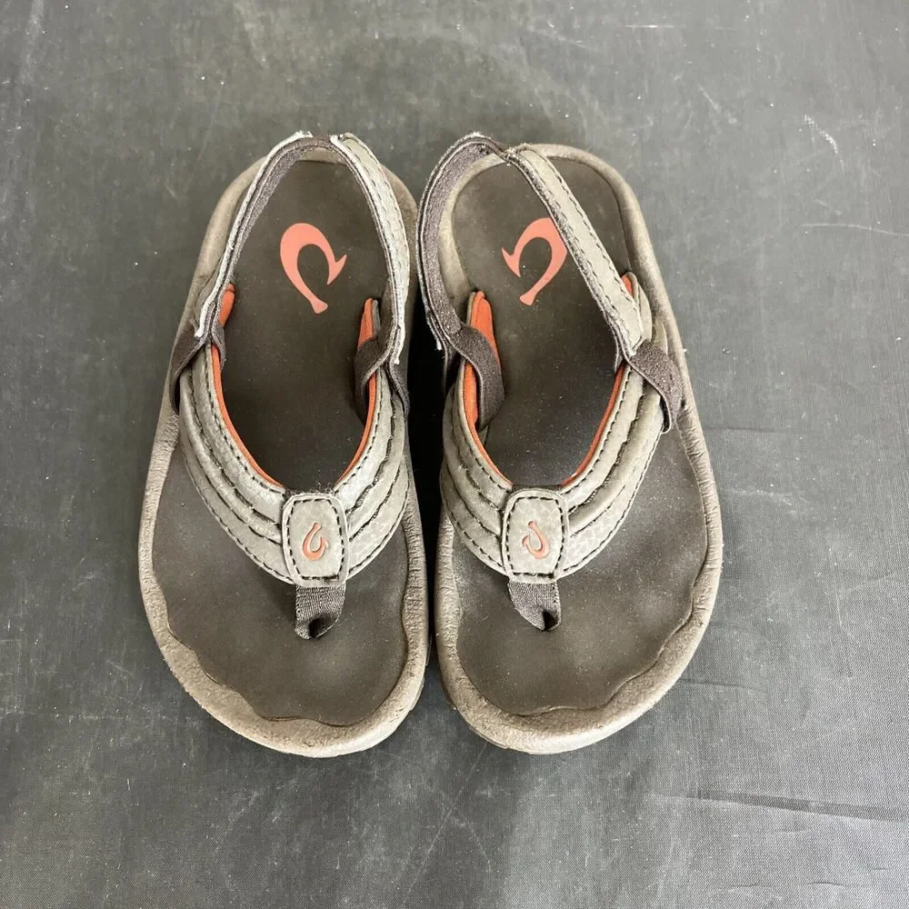 Olukai Hokua Toddler 9/10 Flip Flop Sandals Brown Heel Strap Sandals Boys Chrty